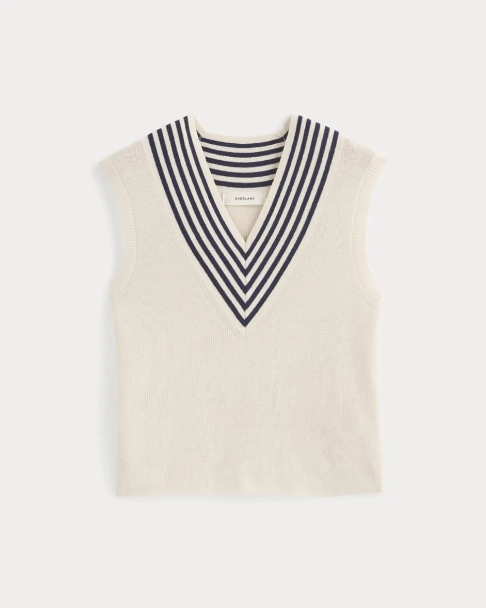 Relaxed V-Neck Vest in Cotton Merino