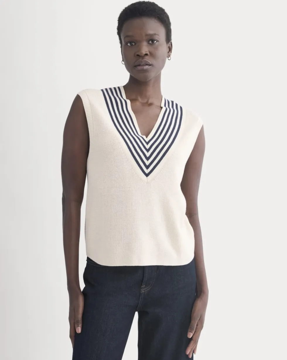 Relaxed V-Neck Vest in Cotton Merino