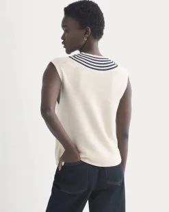Relaxed V-Neck Vest in Cotton Merino