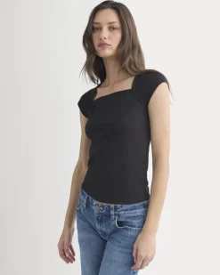RetroSoft Cotton Square-Neck Tee