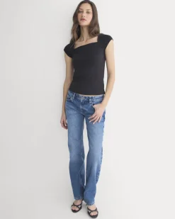 RetroSoft Cotton Square-Neck Tee