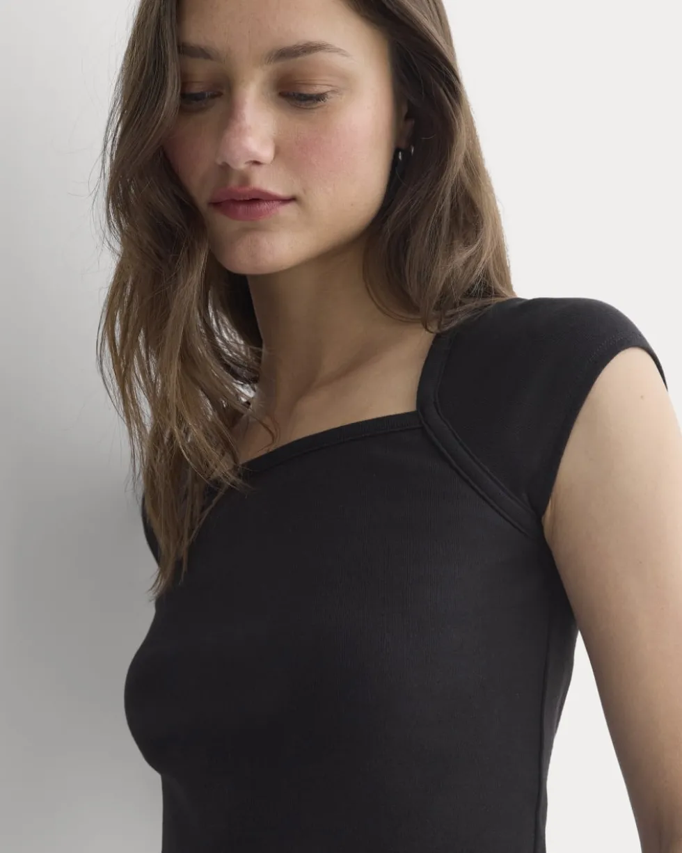 RetroSoft Cotton Square-Neck Tee