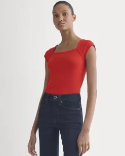 RetroSoft Cotton Square-Neck Tee