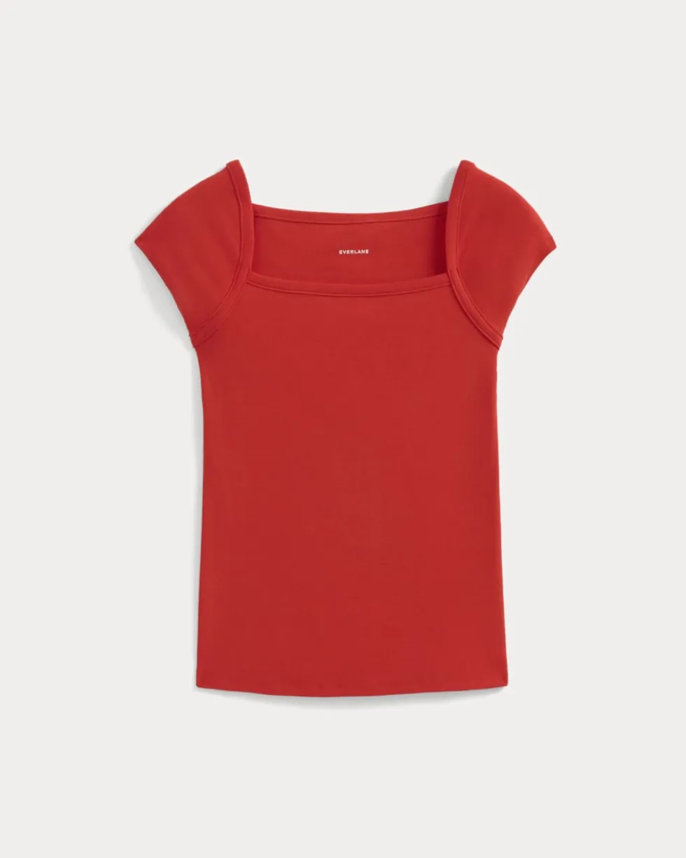 RetroSoft Cotton Square-Neck Tee