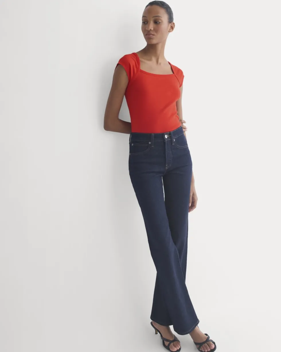 RetroSoft Cotton Square-Neck Tee