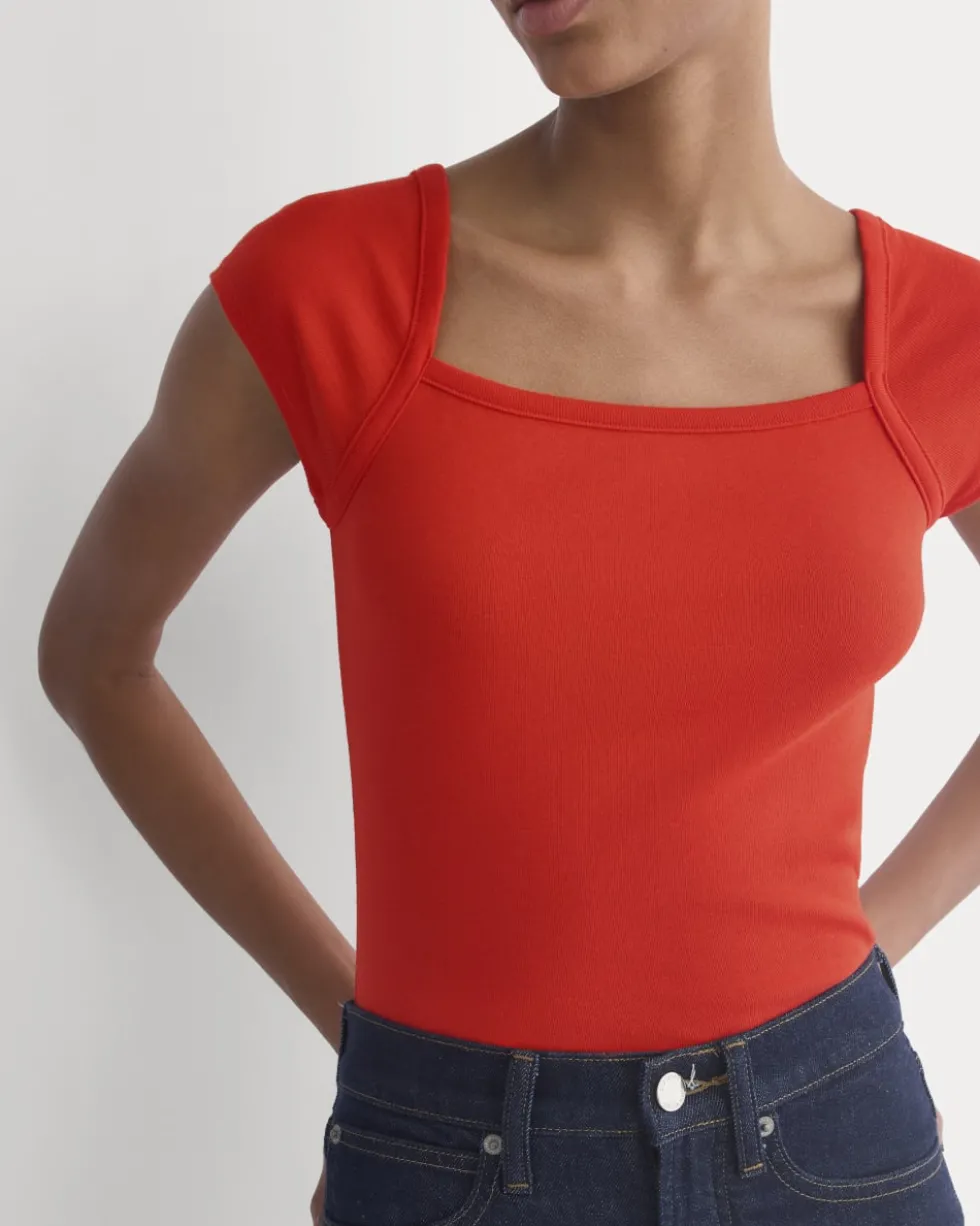 RetroSoft Cotton Square-Neck Tee