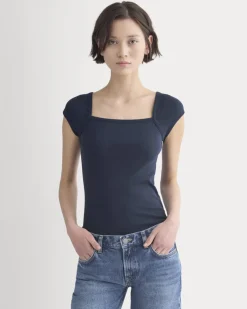 RetroSoft Cotton Square-Neck Tee