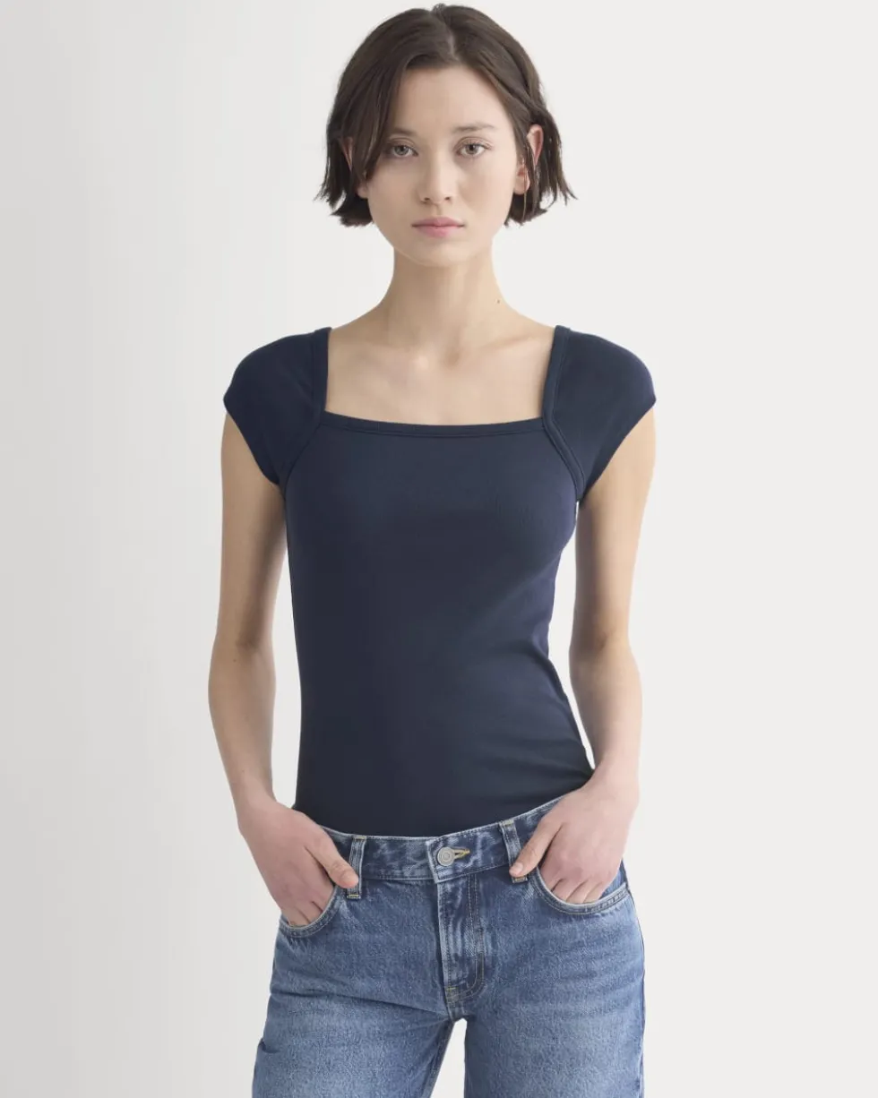 RetroSoft Cotton Square-Neck Tee