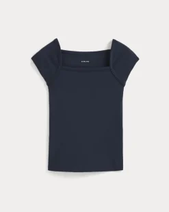 RetroSoft Cotton Square-Neck Tee