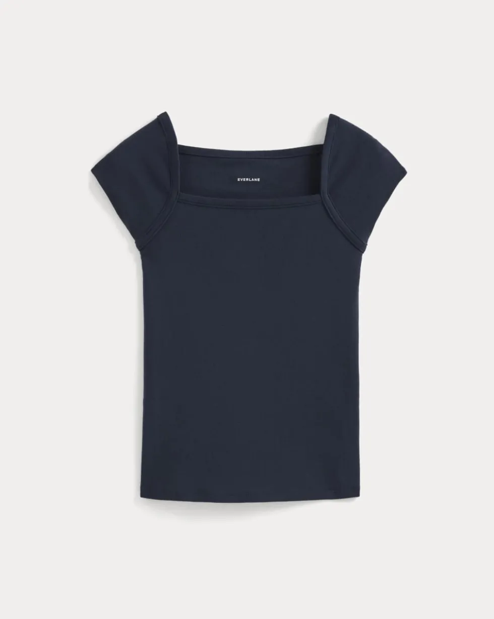 RetroSoft Cotton Square-Neck Tee