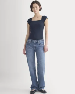 RetroSoft Cotton Square-Neck Tee