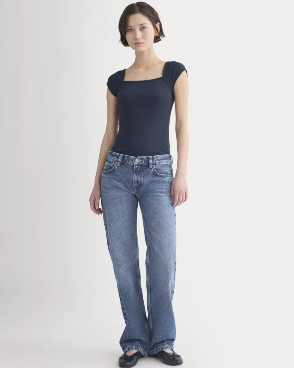 RetroSoft Cotton Square-Neck Tee