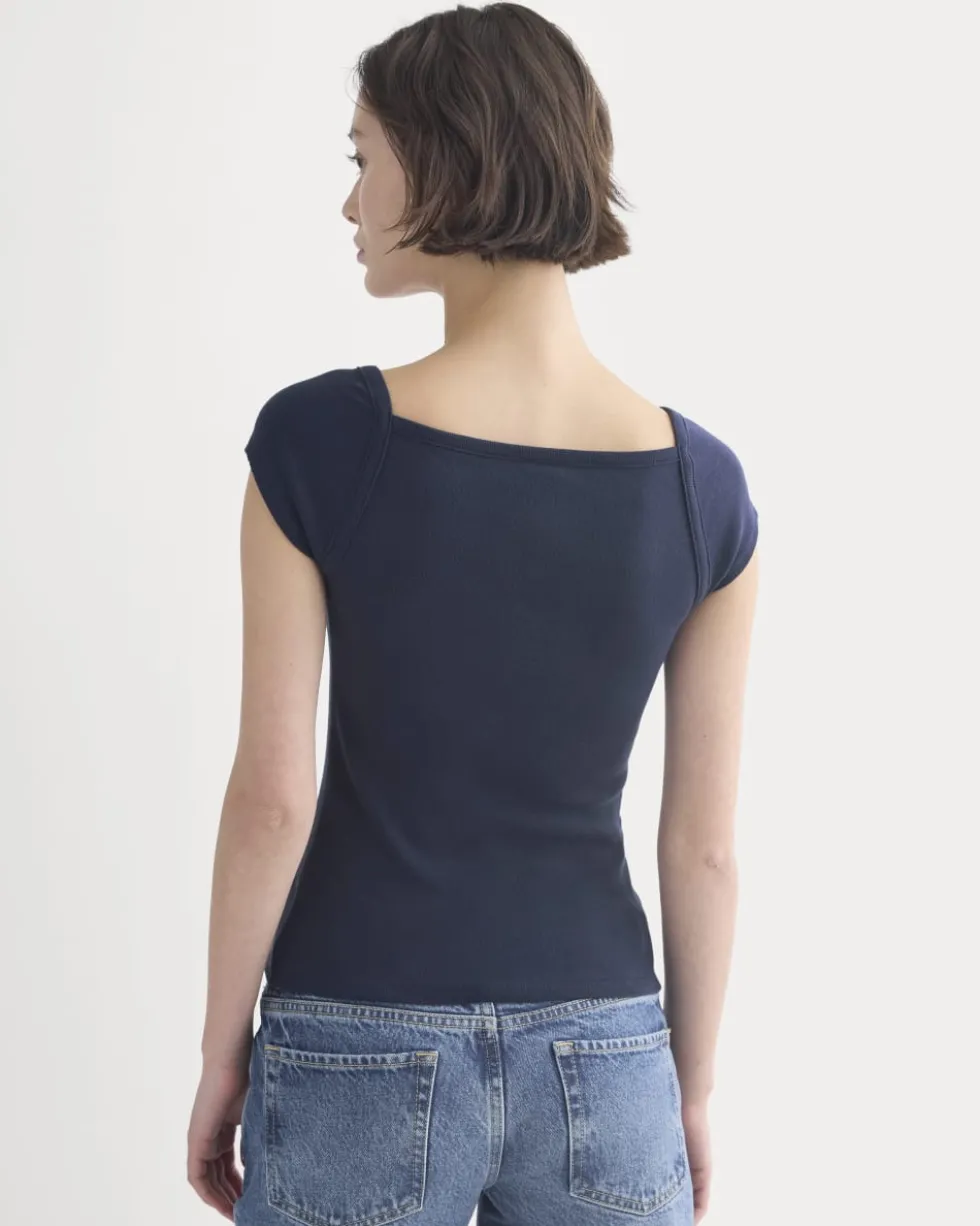 RetroSoft Cotton Square-Neck Tee