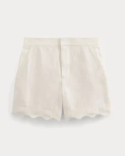 Scalloped Edge Short in Linen