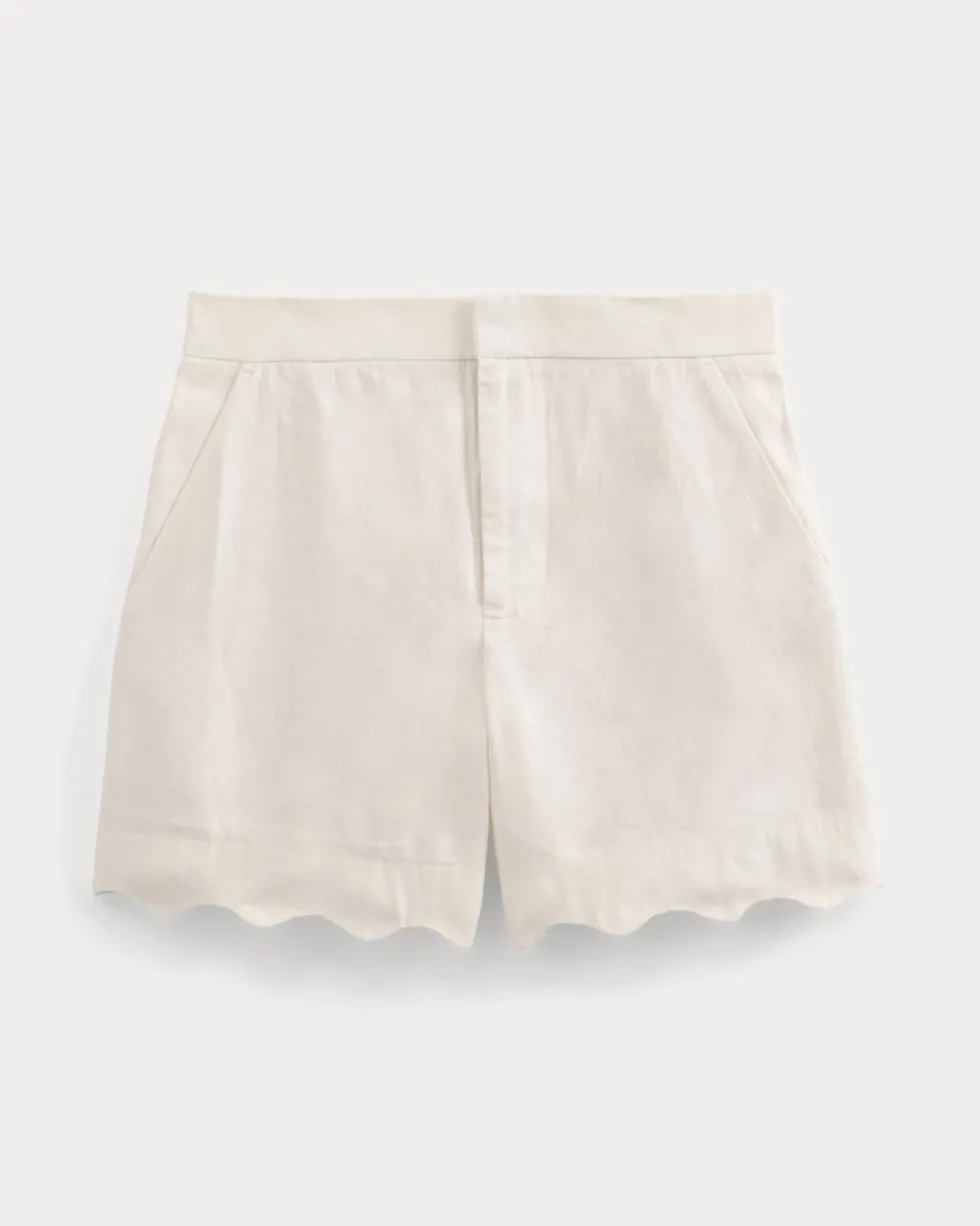 Scalloped Edge Short in Linen