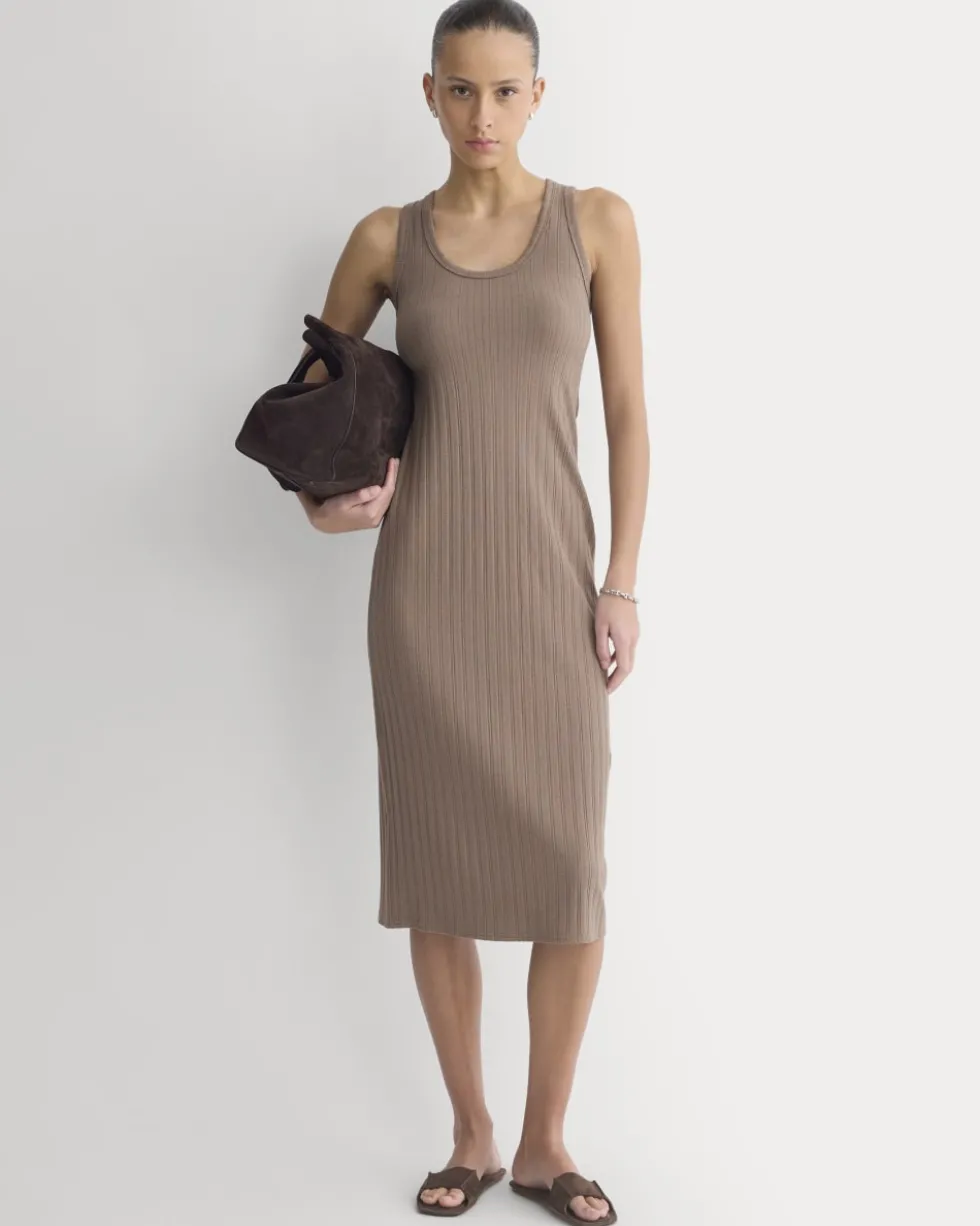 Scoop-Neck Midi Dress in Pointelle Knit