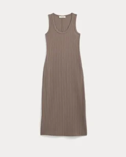 Scoop-Neck Midi Dress in Pointelle Knit