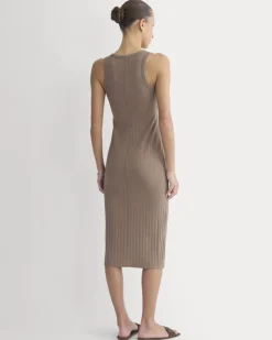 Scoop-Neck Midi Dress in Pointelle Knit