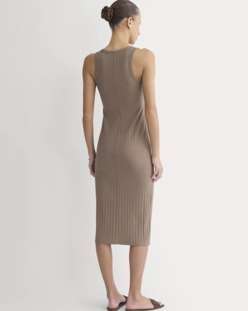 Scoop-Neck Midi Dress in Pointelle Knit