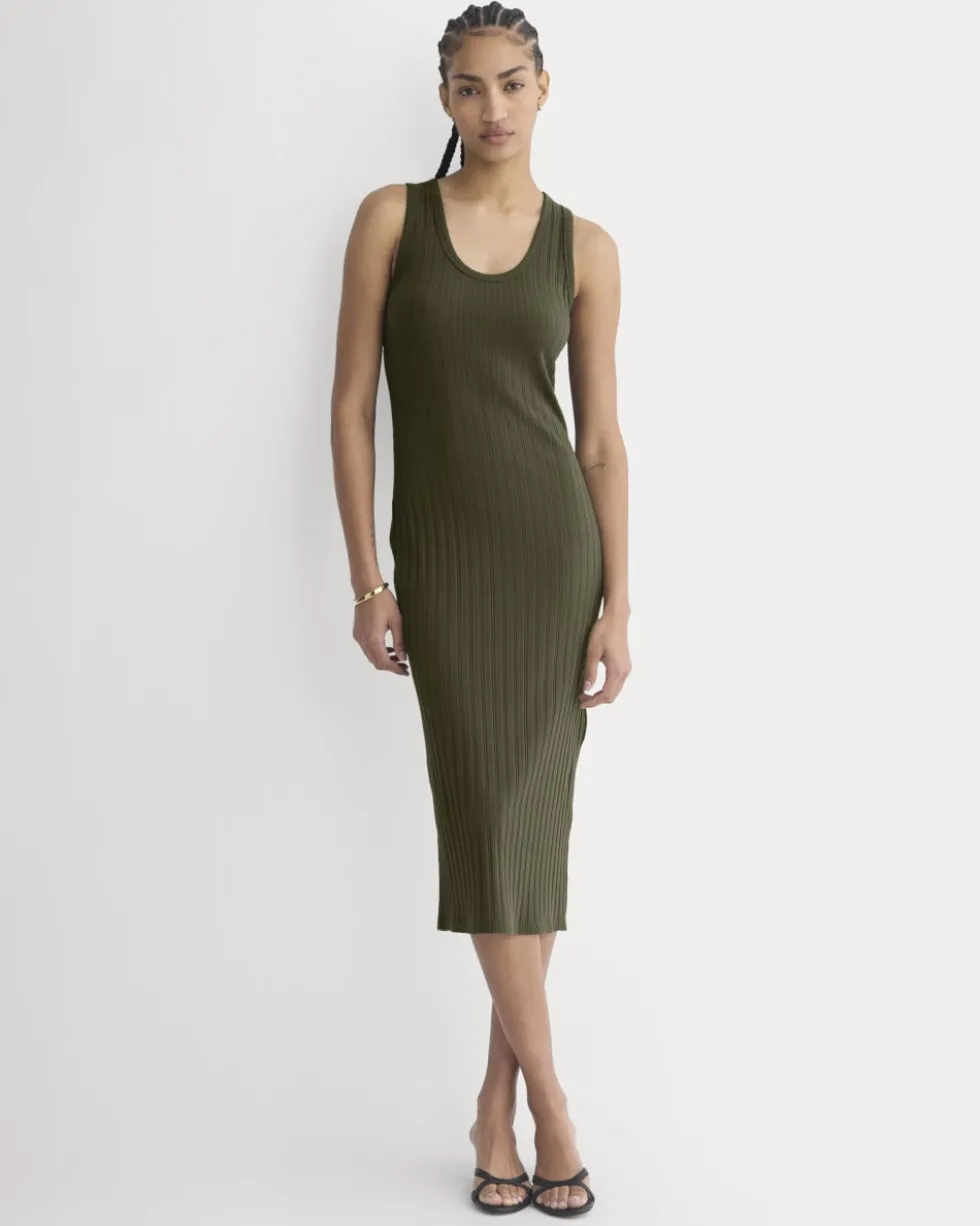 Scoop-Neck Midi Dress in Pointelle Knit