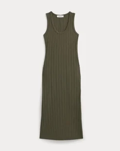 Scoop-Neck Midi Dress in Pointelle Knit