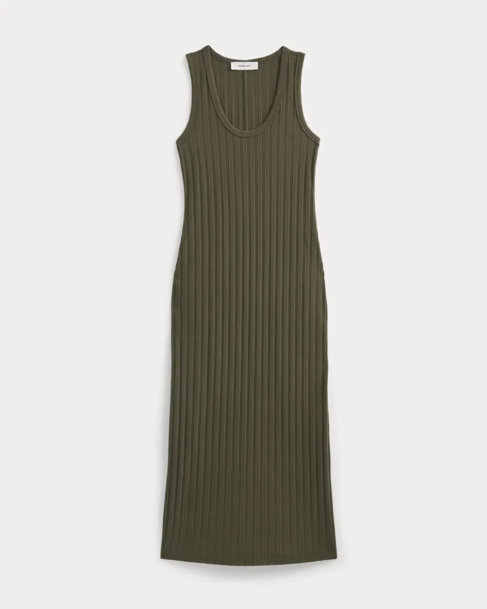 Scoop-Neck Midi Dress in Pointelle Knit