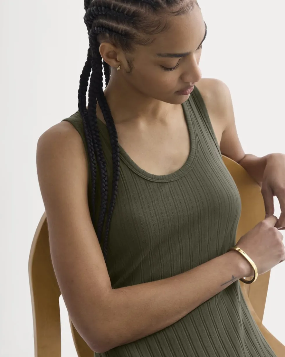 Scoop-Neck Midi Dress in Pointelle Knit