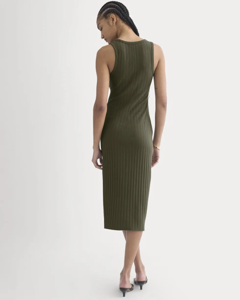 Scoop-Neck Midi Dress in Pointelle Knit