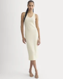Scoop-Neck Midi Dress in Pointelle Knit