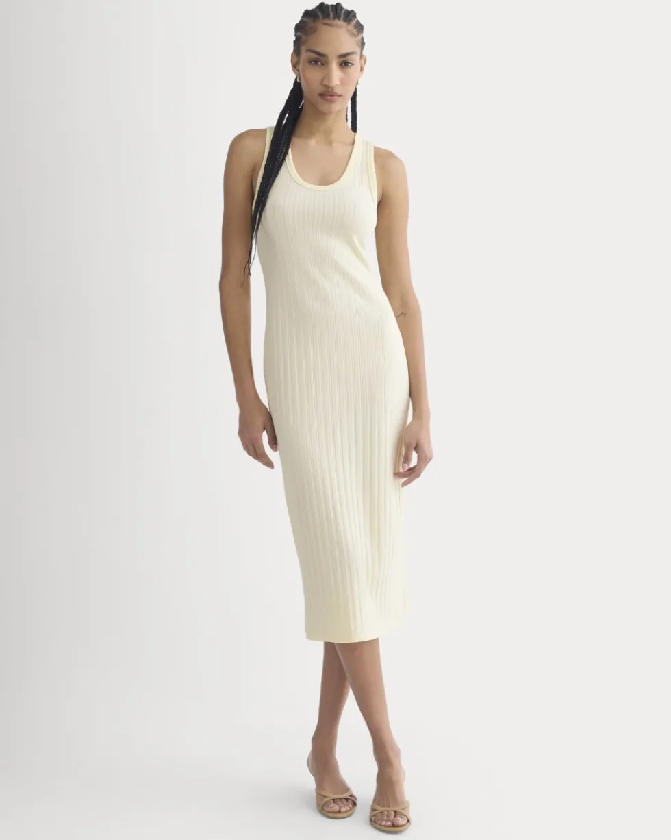 Scoop-Neck Midi Dress in Pointelle Knit