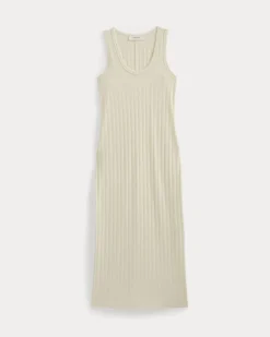 Scoop-Neck Midi Dress in Pointelle Knit