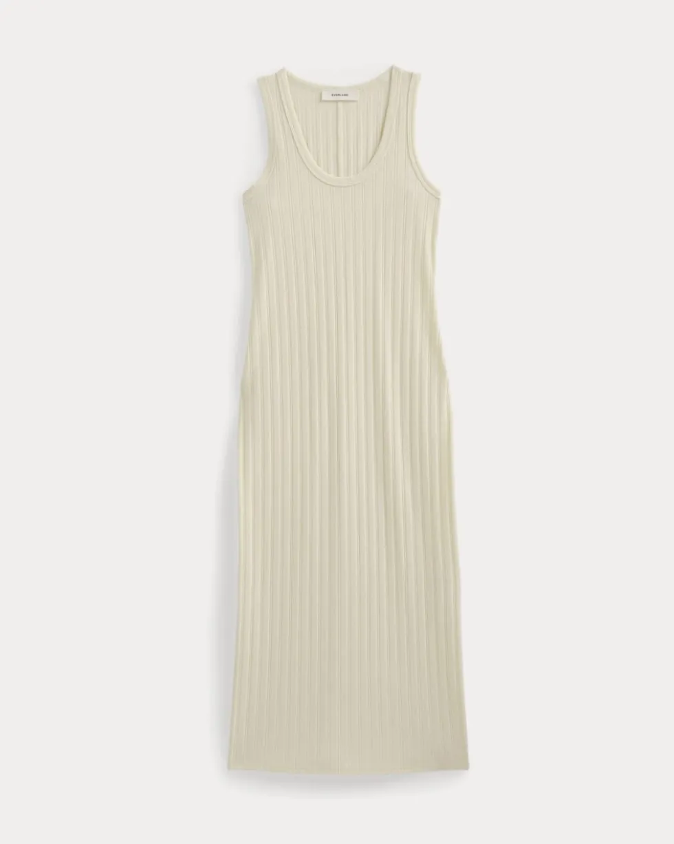 Scoop-Neck Midi Dress in Pointelle Knit
