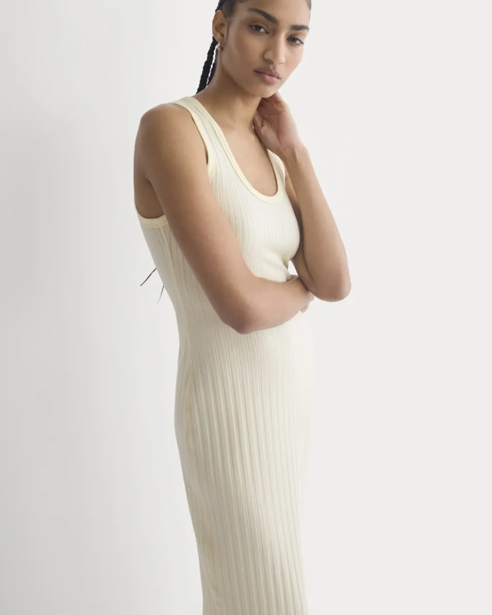 Scoop-Neck Midi Dress in Pointelle Knit