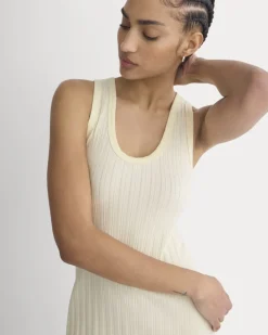 Scoop-Neck Midi Dress in Pointelle Knit