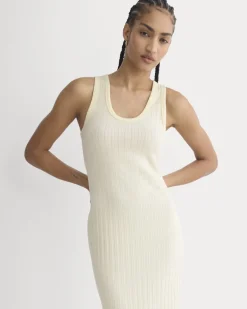 Scoop-Neck Midi Dress in Pointelle Knit