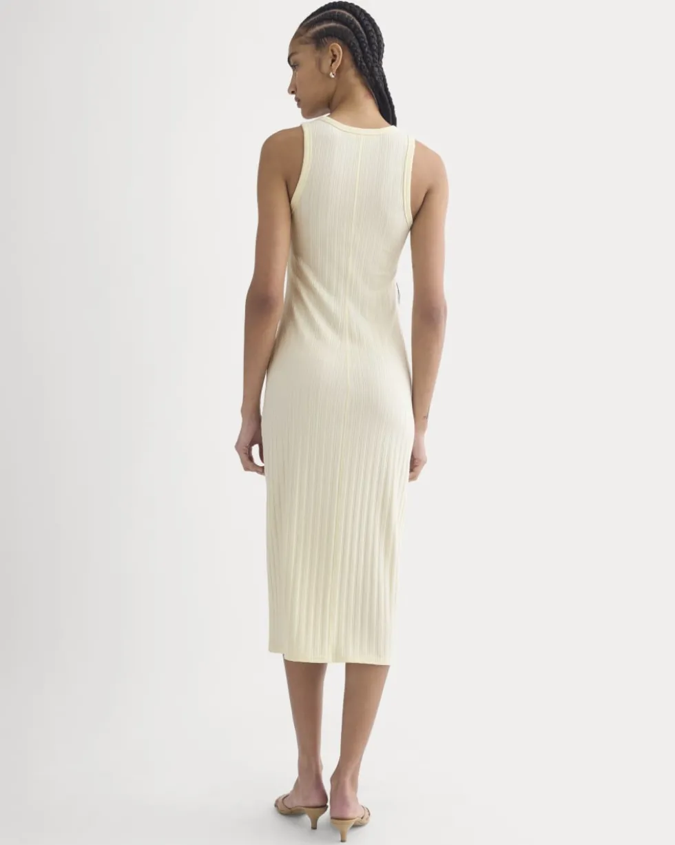 Scoop-Neck Midi Dress in Pointelle Knit