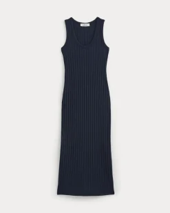 Scoop-Neck Midi Dress in Pointelle Knit