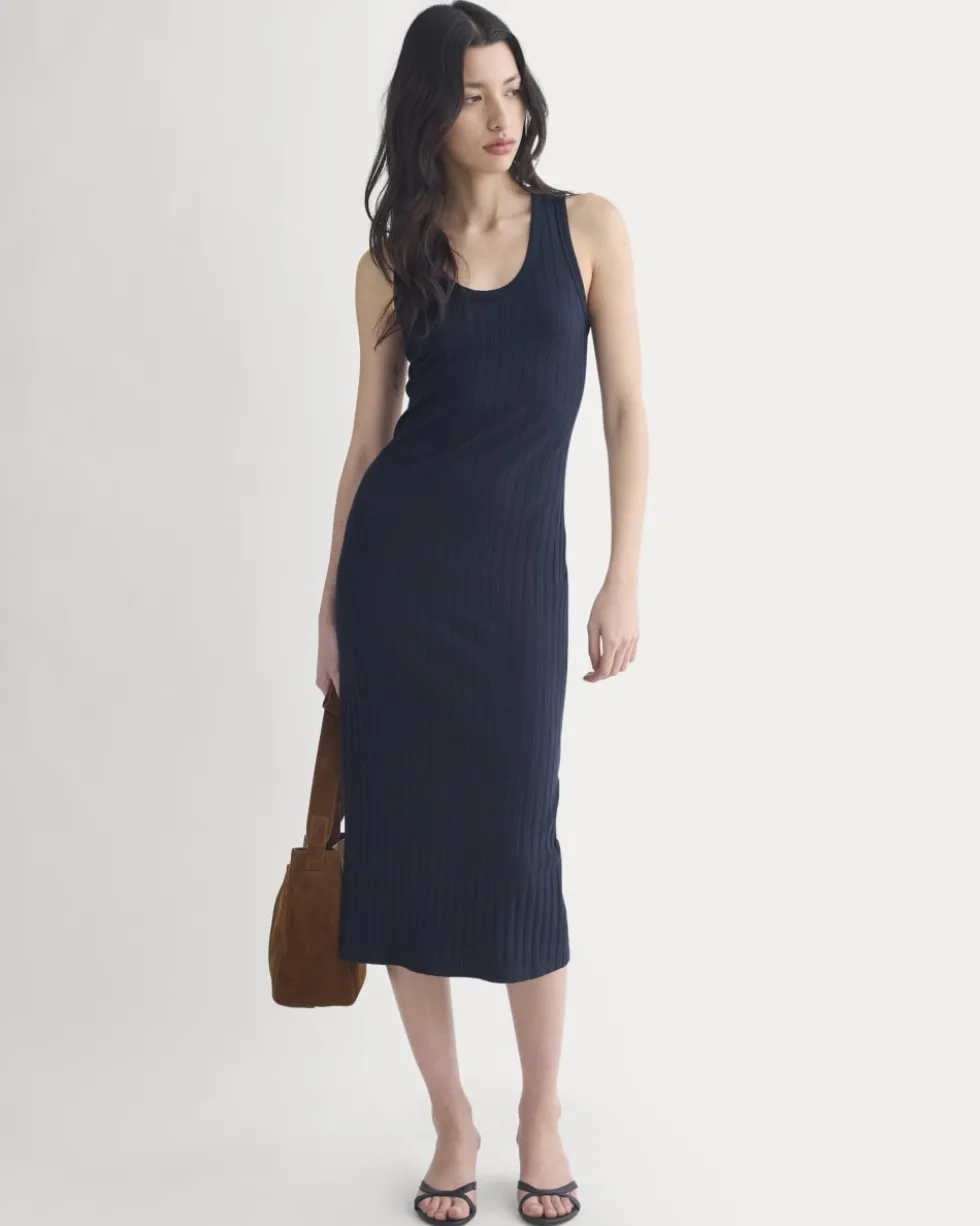 Scoop-Neck Midi Dress in Pointelle Knit