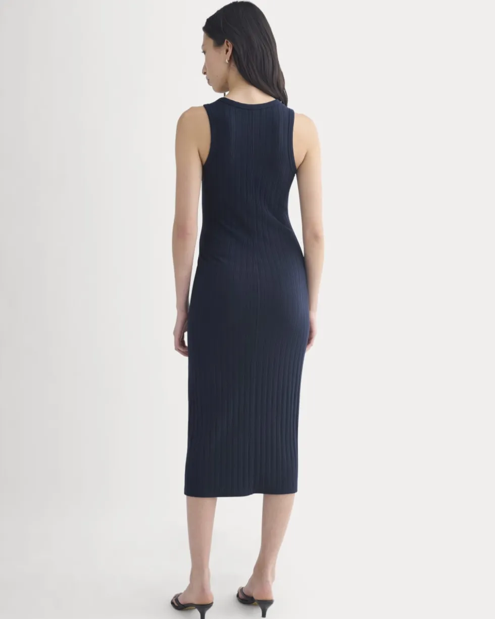 Scoop-Neck Midi Dress in Pointelle Knit