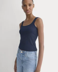 Scoop-Neck Tank in Pointelle