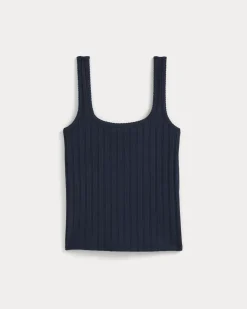 Scoop-Neck Tank in Pointelle