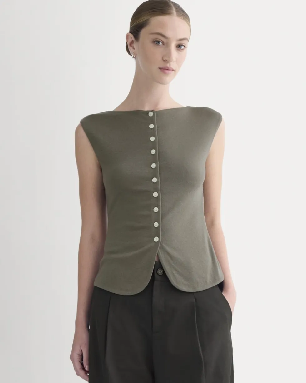 Sleeveless Button-Up in Butterluxe