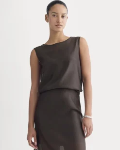 Sleeveless Top in Cotton-Silk Organza