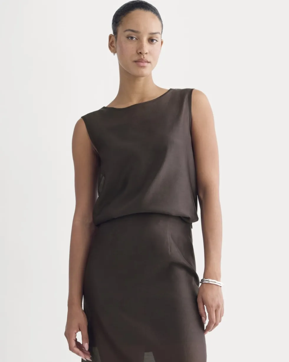 Sleeveless Top in Cotton-Silk Organza