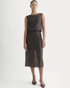 Sleeveless Top in Cotton-Silk Organza