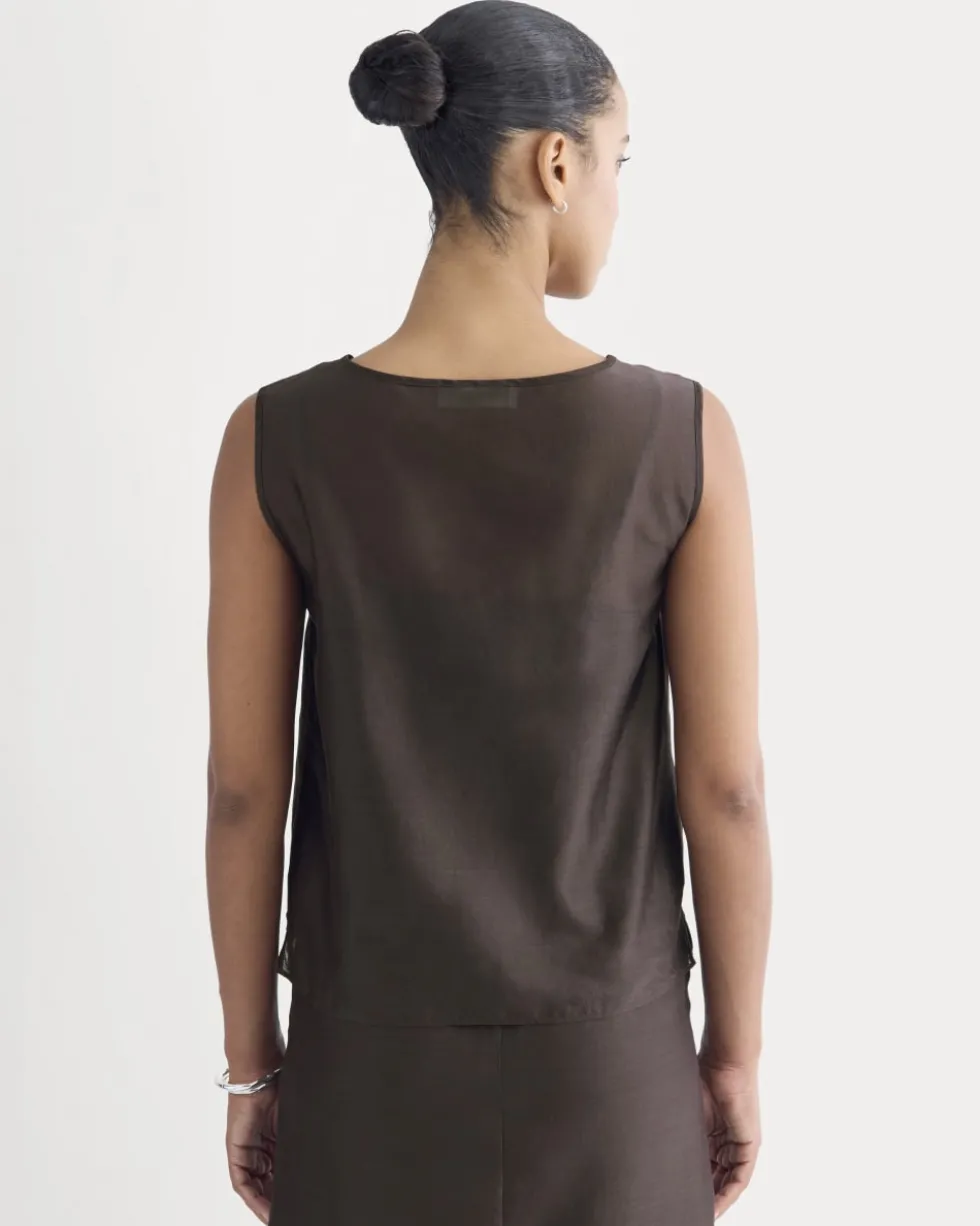 Sleeveless Top in Cotton-Silk Organza