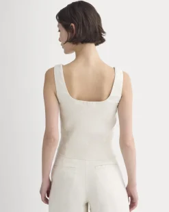 Square Tank in Stretch Linen
