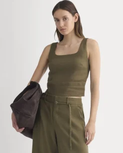 Square Tank in Stretch Linen