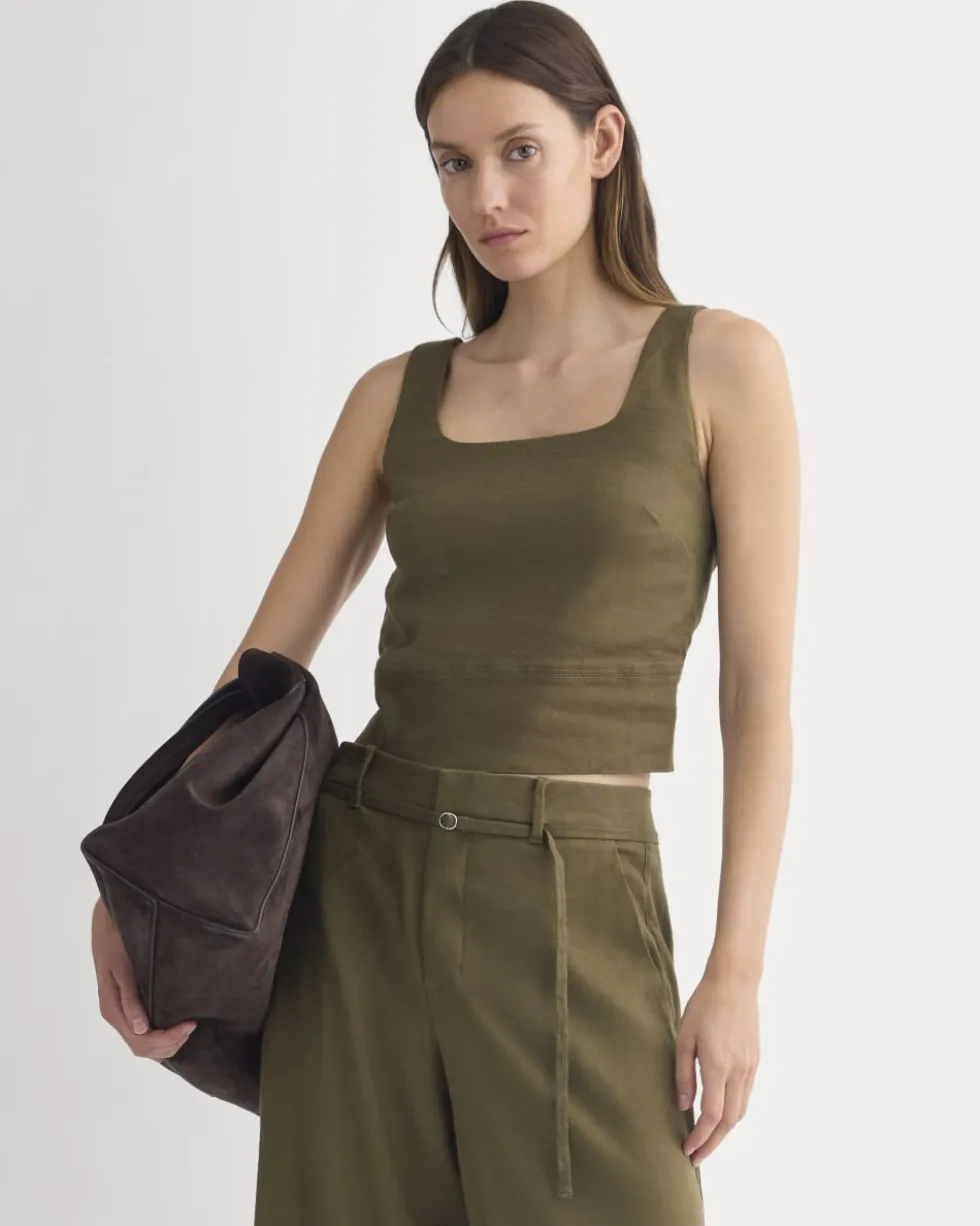Square Tank in Stretch Linen