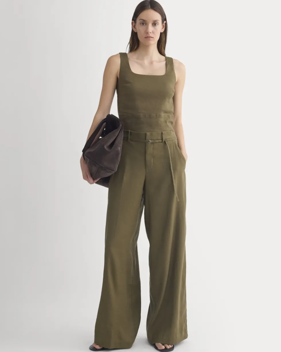Square Tank in Stretch Linen